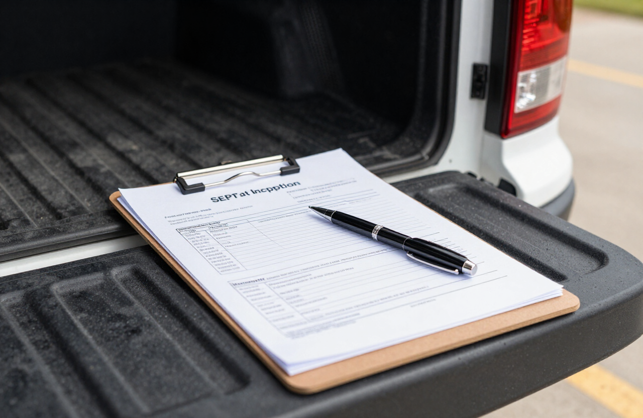 Written septic inspection report on a clipboard at a Centerton, Arkansas property